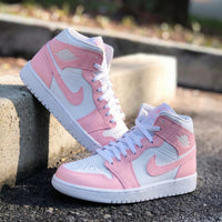 Custom AJ 1s Shoes Gentle Light Baby Pink and White