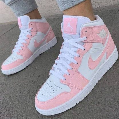 Custom AJ 1s Shoes Gentle Light Baby Pink and White