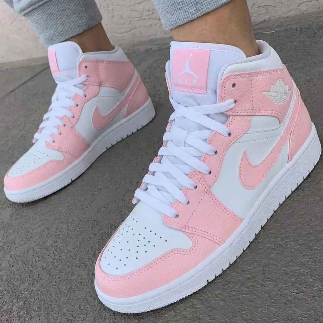 Custom AJ 1s Shoes Gentle Light Baby Pink and White