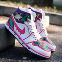 Custom AJ 1s Shoes Geometric Pink Purple Mosaic