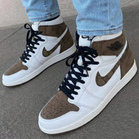 Custom AJ 1s Shoes GG Logo Brown White