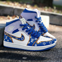 Custom AJ 1s Shoes Girly Baby Purple Blue LV Luxury Trendy