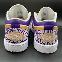 Custom AJ 1s Shoes Glamorous Purple and Gold Grunge Crackle