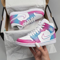 Custom AJ 1s Shoes Gradient Baby Pink Baby Blue