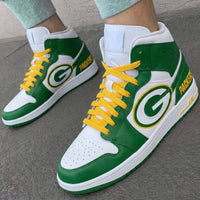 Custom AJ 1s Shoes Green Bay Packers Theme Yellow Green