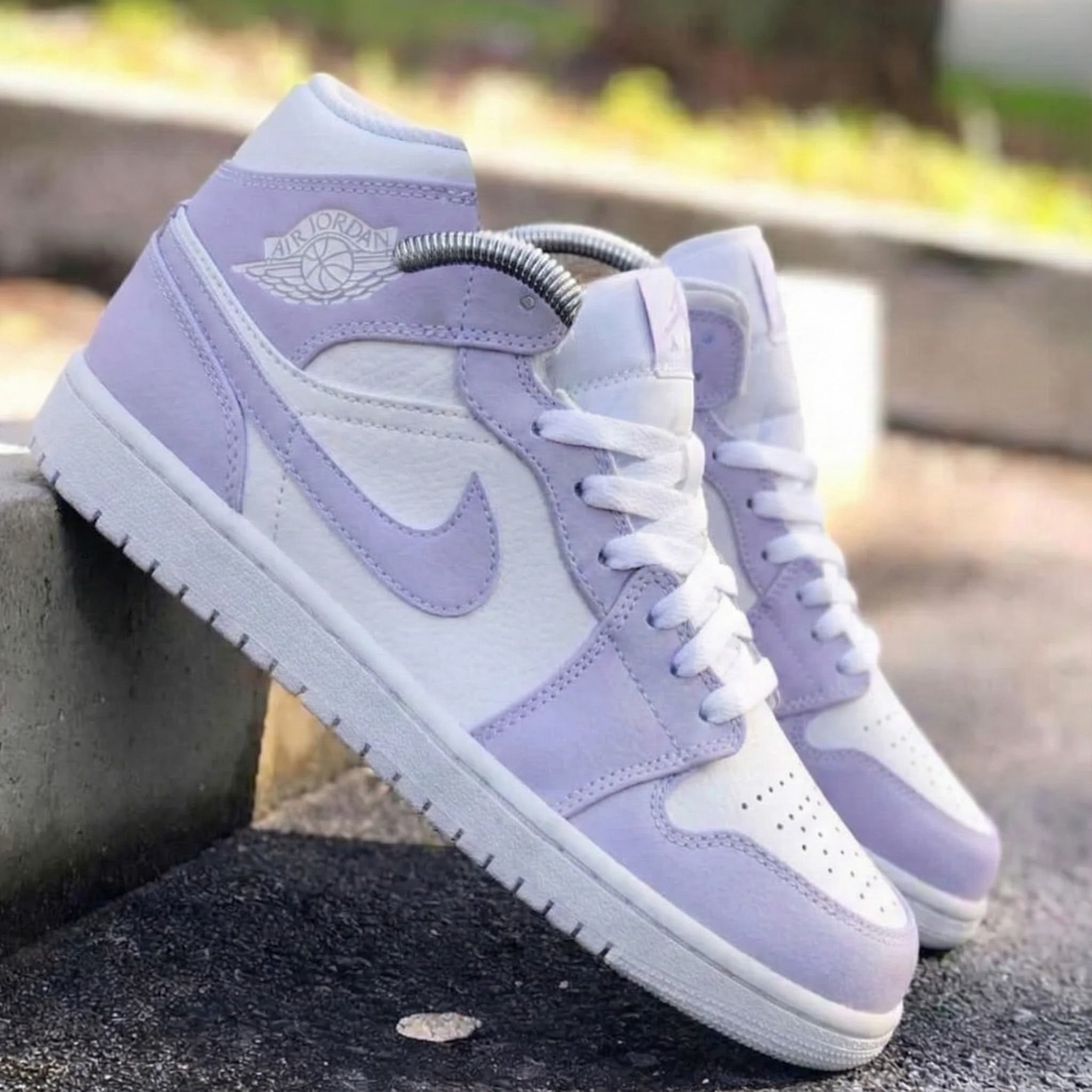 Custom AJ 1s Shoes Lavender White