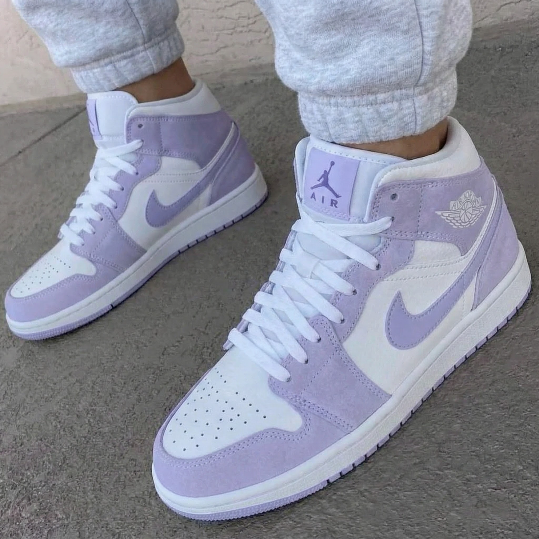 Custom AJ 1s Shoes Lavender White