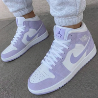 Custom AJ 1s Shoes Lavender White