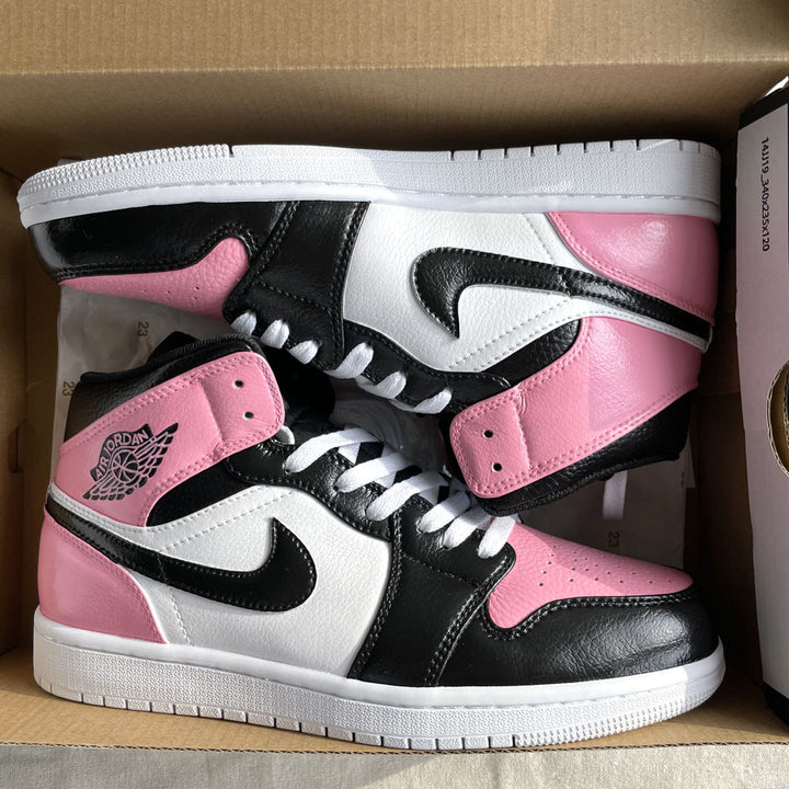 Custom AJ 1s Shoes Light Pink Black White