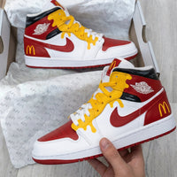 Custom AJ 1s Shoes McDonald's Red Yellow White