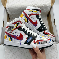Custom AJ 1s Shoes Nascar Shell Paint Splatter Red Yellow Black