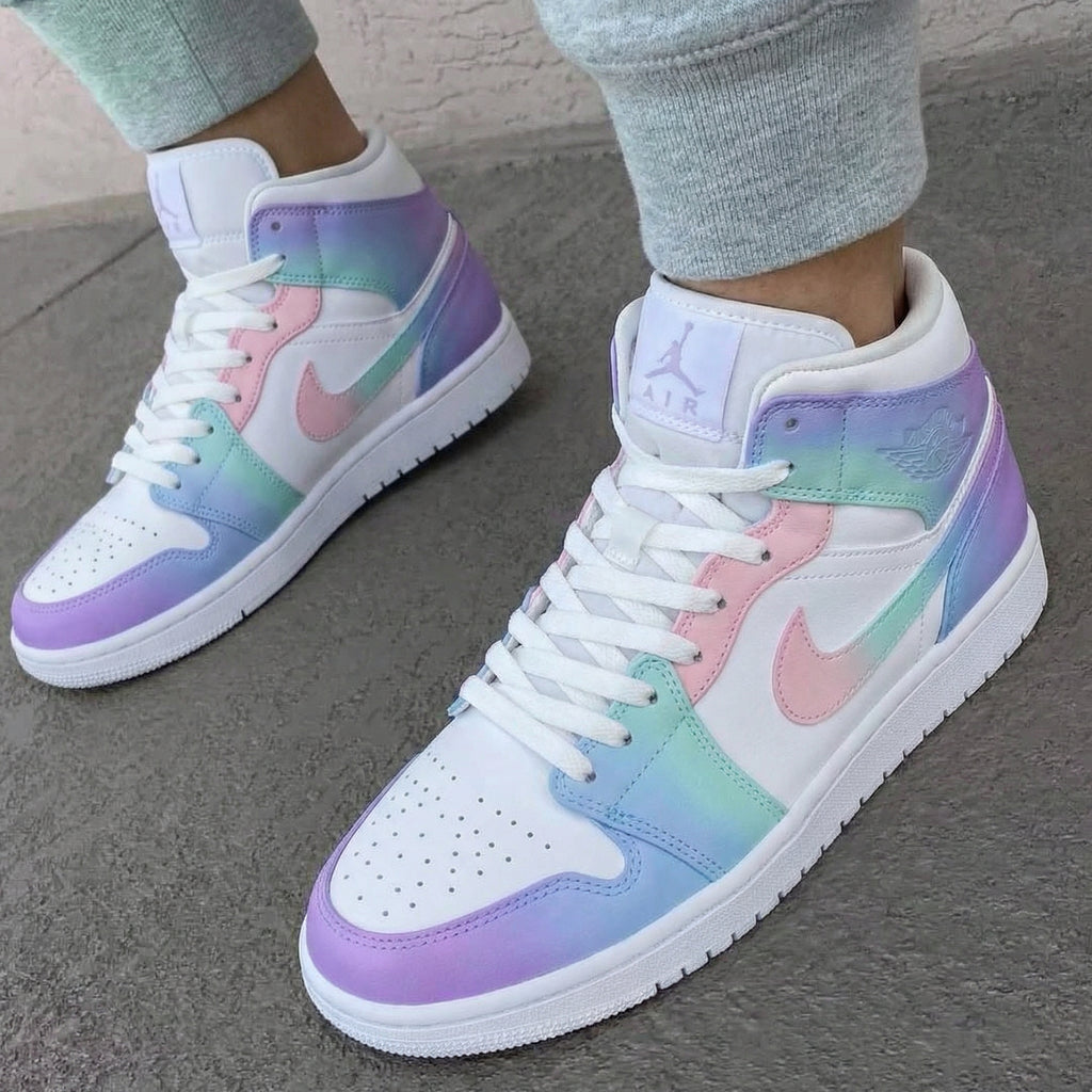 Custom AJ 1s Shoes Ombre Design Baby Pink Baby Blue
