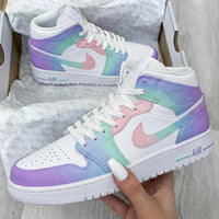 Custom AJ 1s Shoes Ombre Design Baby Pink Baby Blue