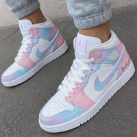 Custom AJ 1s Shoes Pastel Pink Baby Blue and White