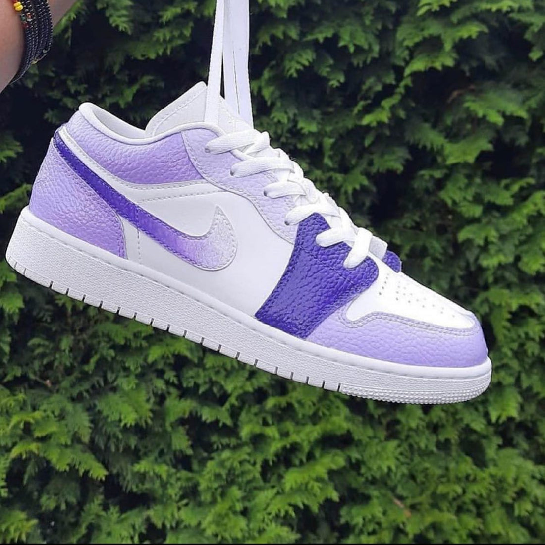 Custom AJ 1s Shoes Purple and Lavender White