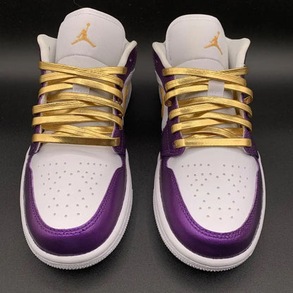 Custom AJ 1s Shoes Purple Gold and White
