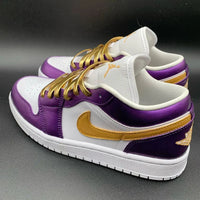 Custom AJ 1s Shoes Purple Gold and White