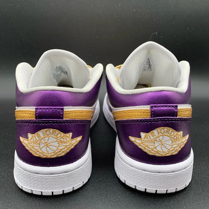 Custom AJ 1s Shoes Purple Gold and White