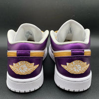Custom AJ 1s Shoes Purple Gold and White