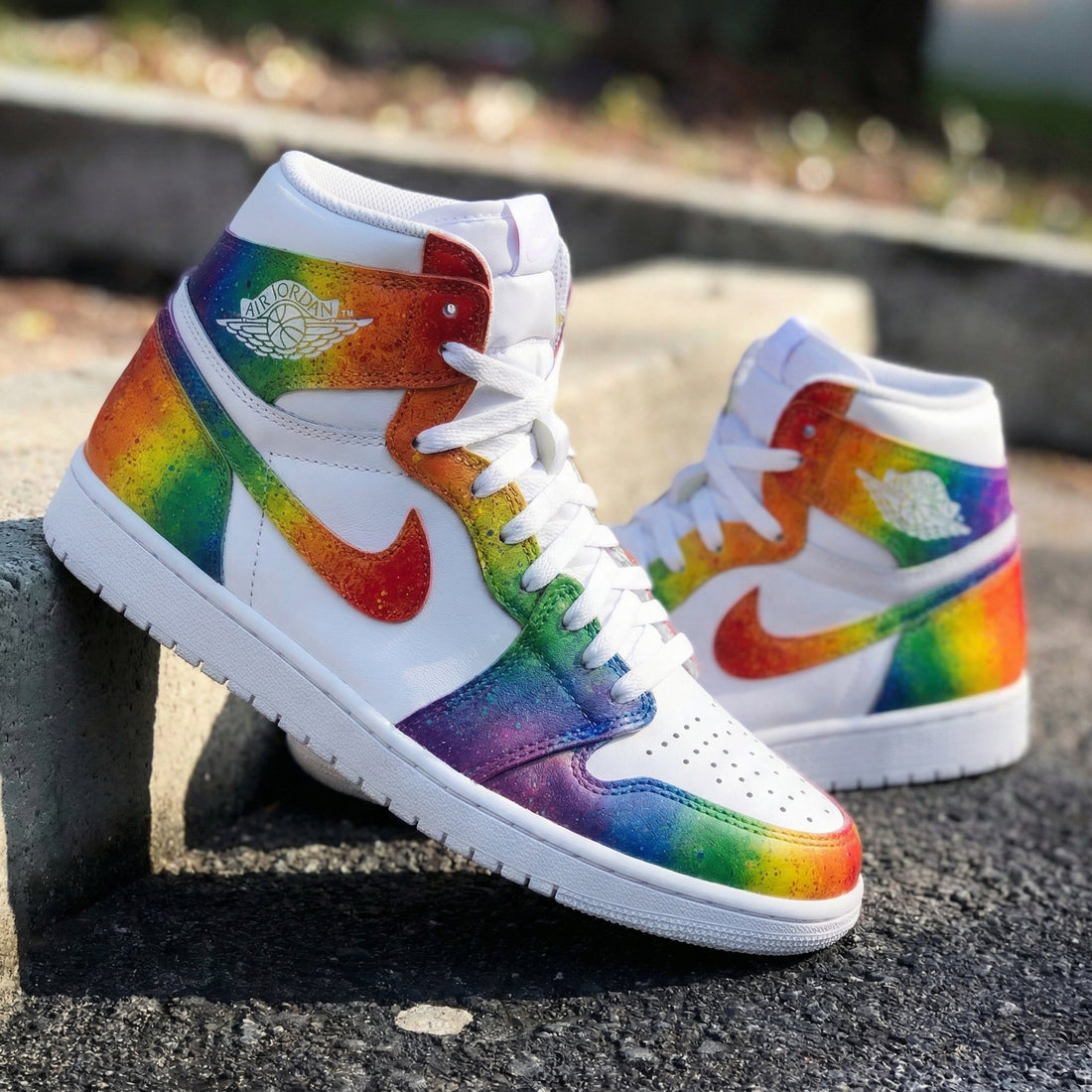 Custom AJ 1s Shoes Rainbow Color