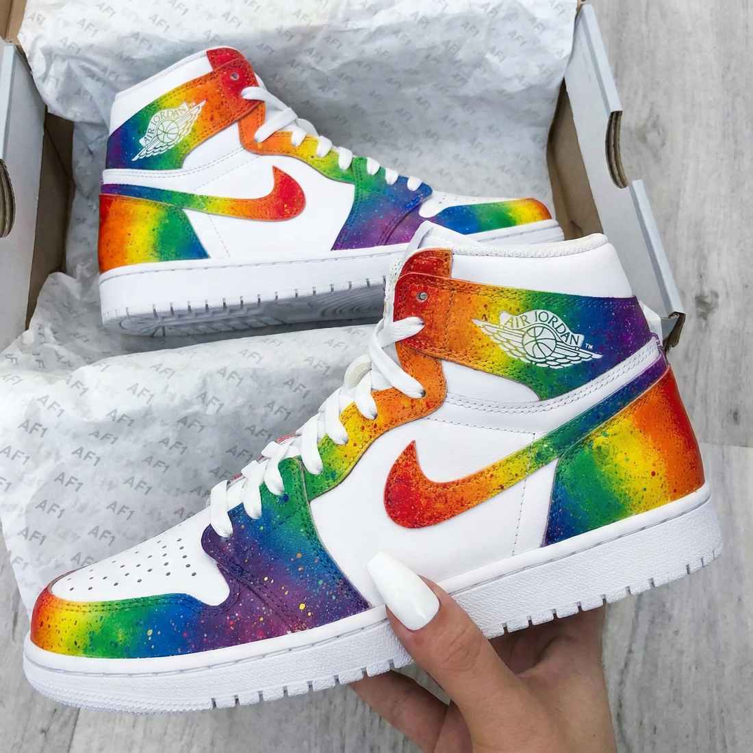 Custom AJ 1s Shoes Rainbow Color