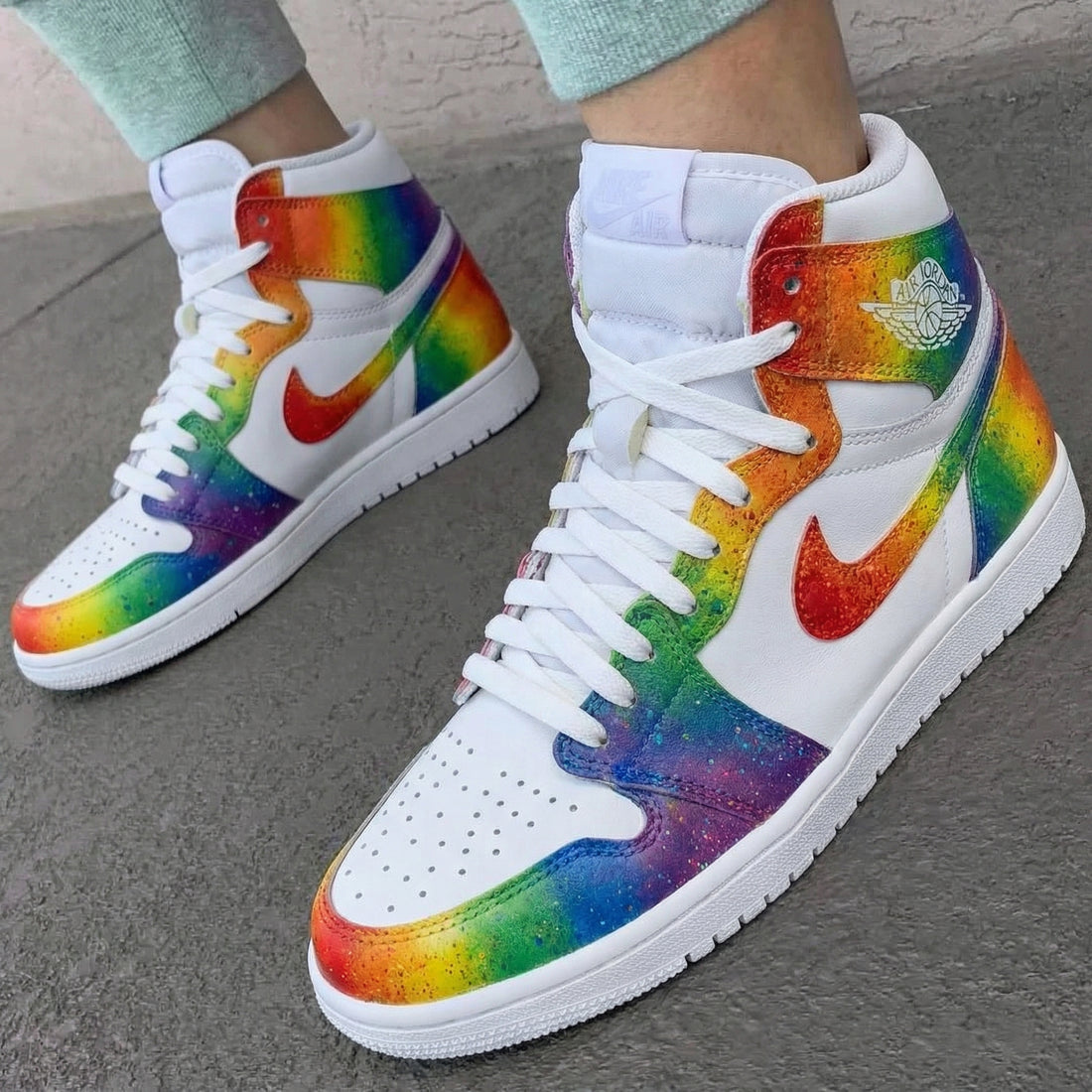 Custom AJ 1s Shoes Rainbow Color