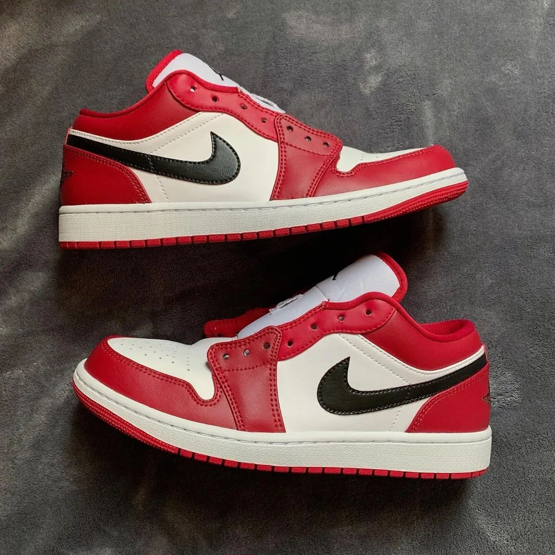 Custom AJ 1s Shoes Red Black and White