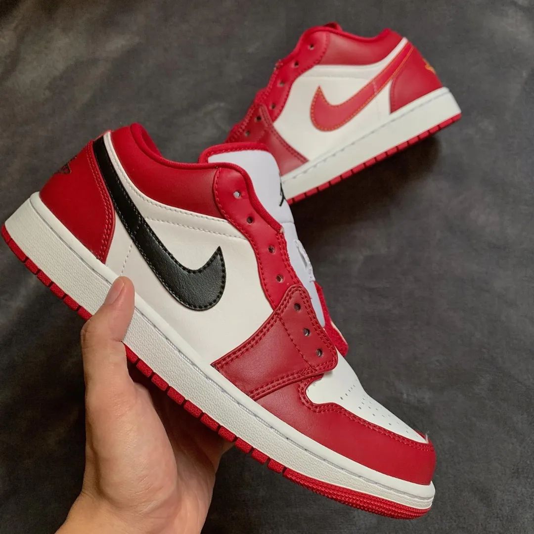 Custom AJ 1s Shoes Red Black and White