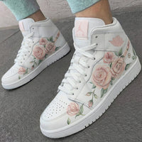 Custom AJ 1s Shoes Rose Pattern Baby Pink