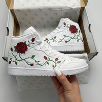 Custom AJ 1s Shoes Roses Red Green