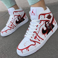 Custom AJ 1s Shoes Scream Ghost Theme Red Black