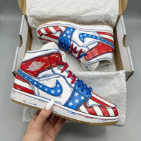 Custom AJ 1s Shoes Stars Stripes Red Blue