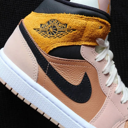 Custom AJ 1s Shoes Suede Detail Baby Pink Black