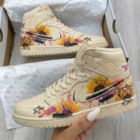 Custom AJ 1s Shoes Sunflower Pattern Yellow Purple