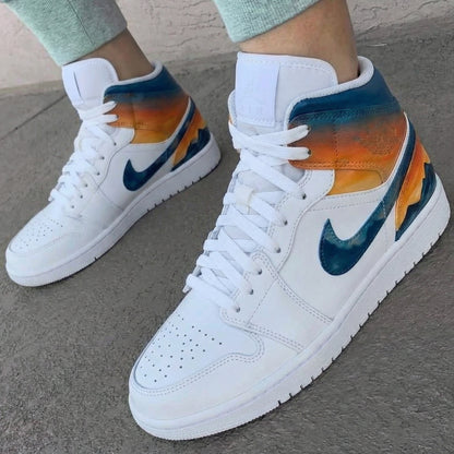 Custom AJ 1s Shoes Sunset Gradient Orange Blue