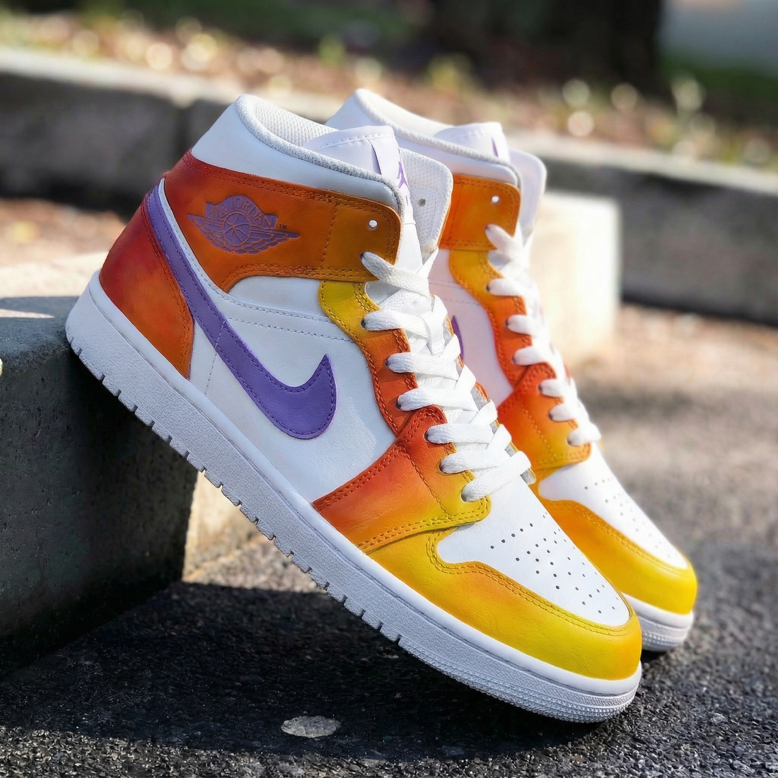 Custom AJ 1s Shoes Sunset Ombre Purple