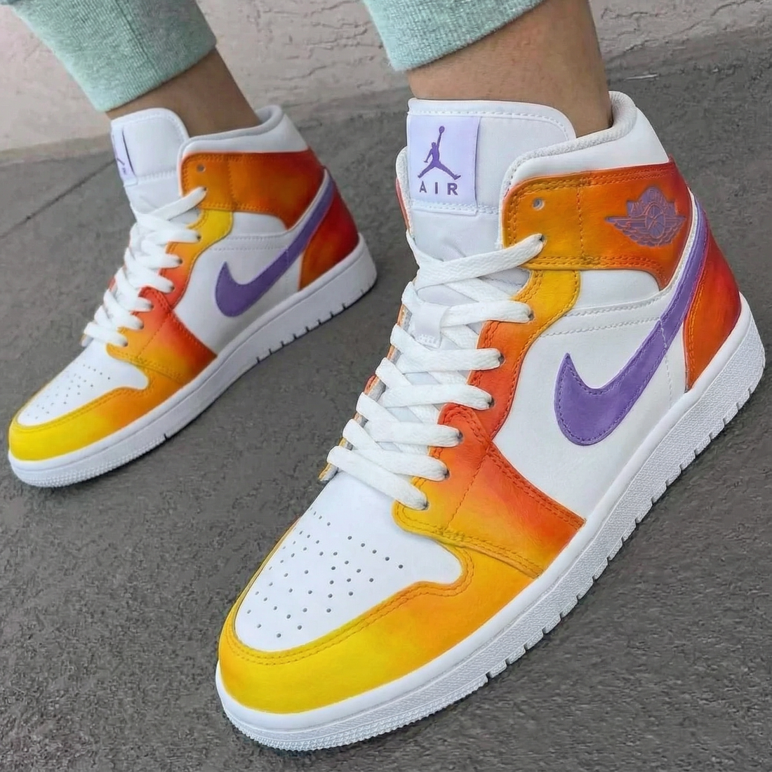 Custom AJ 1s Shoes Sunset Ombre Purple