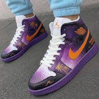 Custom AJ 1s Shoes Sunset Palm Trees Purple Orange