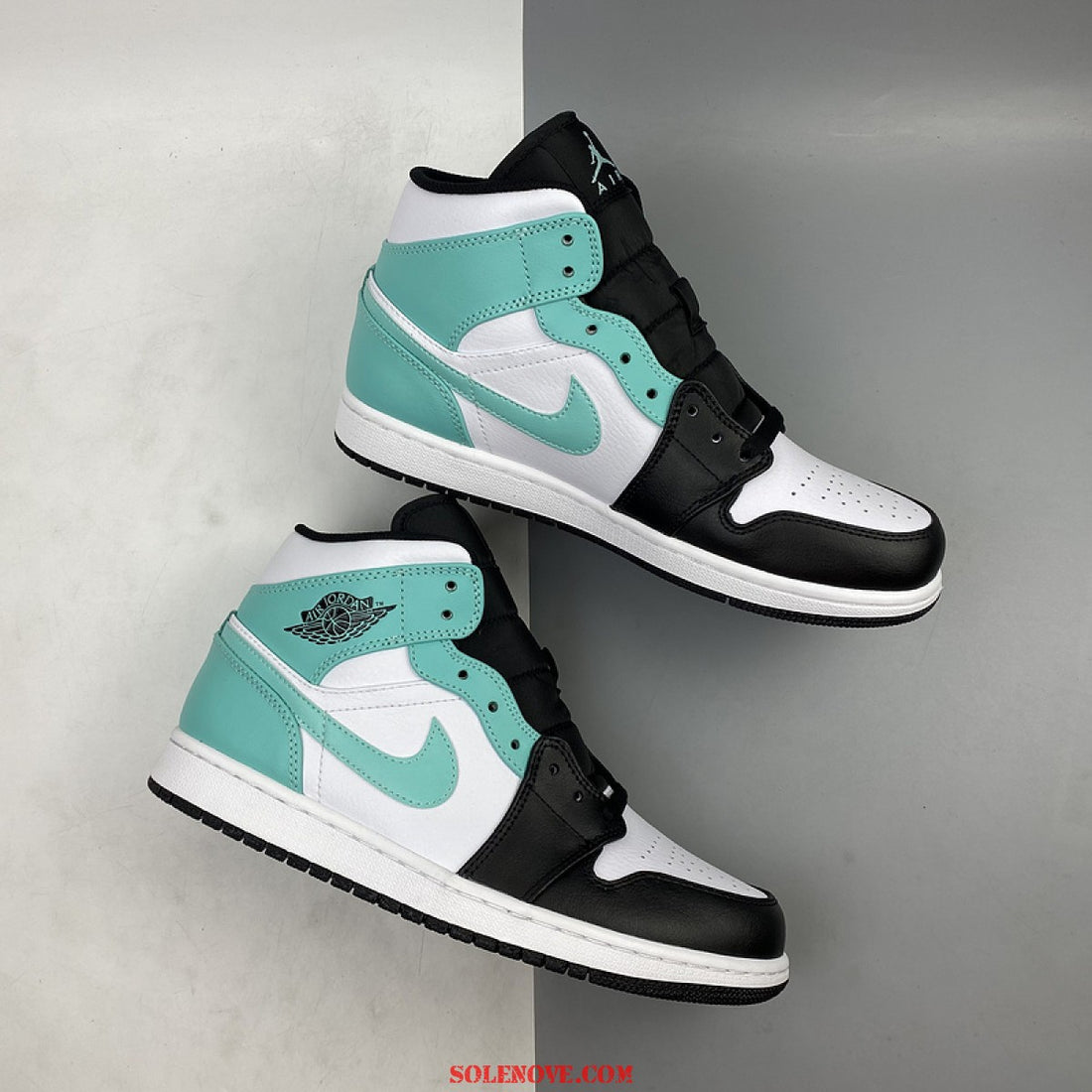 Custom AJ 1s Shoes Turquoise Black and White