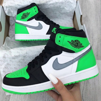 Custom AJ 1s Shoes Vibrant Green Glow Black White