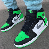 Custom AJ 1s Shoes Vibrant Green Glow Black White