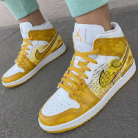Custom AJ 1s Shoes Yellow White Dandelion Design