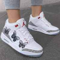 Custom AJ 3s Shoes Butterflies Gray Red