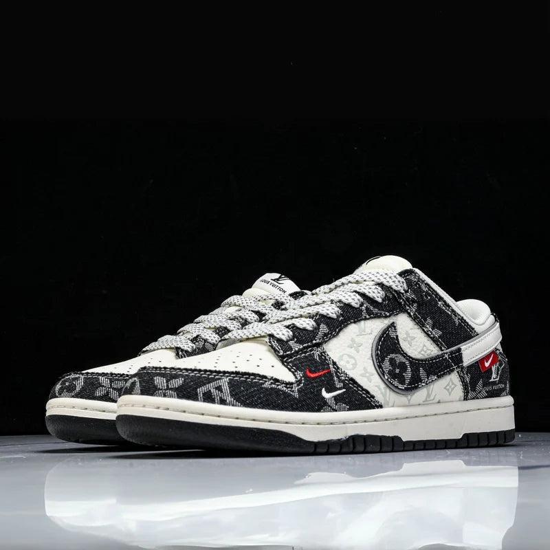 Custom Dunk Black White With LV Logo