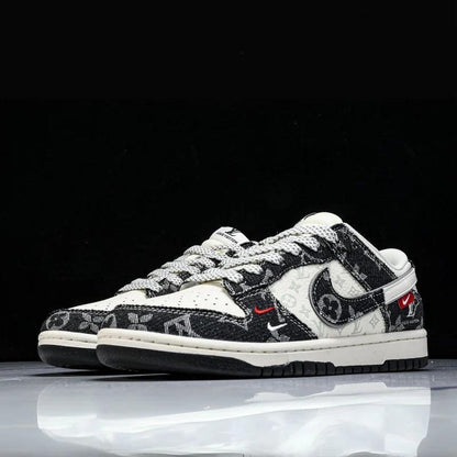 Custom Dunk Black White With LV Logo