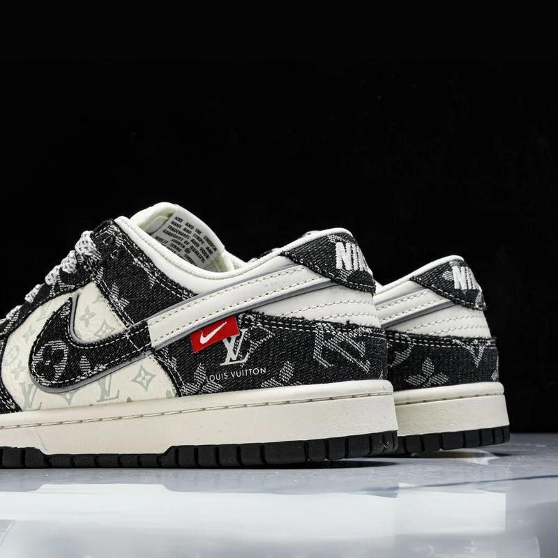 Custom Dunk Black White With LV Logo