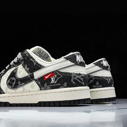Custom Dunk Black White With LV Logo