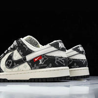 Custom Dunk Black White With LV Logo