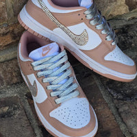 Custom Dunk Brown White With Rhinestones