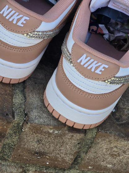 Custom Dunk Brown White With Rhinestones